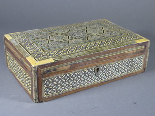 A rectangular Moorish box with hinged lid 6"