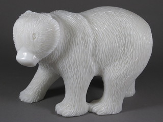 A carved white marble figure of a polar bear 8"