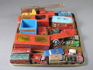 A Corgi Chipperfields Circus International 6x6 truck, do.  circus animal cage, do. Smiths Karriervan and a small collection  of toys