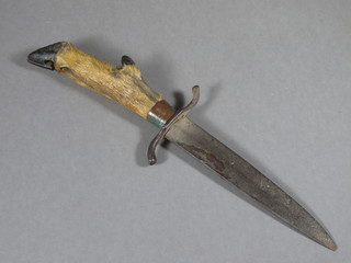 A hunting knife with 6" blade and stag slot handle
