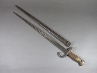 A French chassepot bayonet complete with metal scabbard