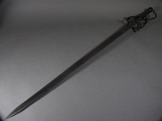 A reproduction Toledo double bladed sword with 33" blade