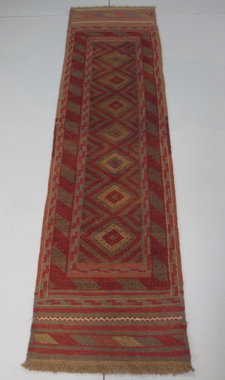 A Persian Sumar runner with 7 octagons to the centre 97" x 22  1/2"