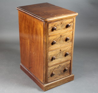 A Victorian mahogany D shaped pedestal chest of 4 long drawers  with tore handles 17"w x 22"d x 31"