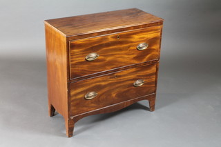 A 19th Century mahogany chest of 2 long drawers, raised on  bracket feet 30"w x 14"d x 30"h