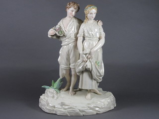 A Royal Worcester figure group of a standing boy and girl, base restored, 14"  ILLUSTRATED