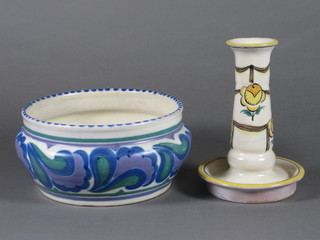A Carter Adams candlestick with swag and floral decoration 5" together with a circular Carter & Stabler bowl 6"
