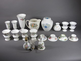 A Wedgwood Clementine pattern ginger jar and cover 6" and  other Wedgwood vases, candlesticks etc