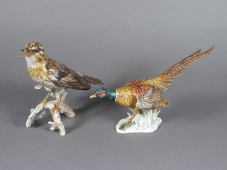 A Goebel figure of a Song Thrush 5" and 1 other of a cock pheasant, tail chipped