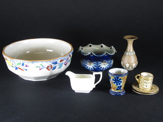 A miniature Doulton vase, miniature Coalclough cup and saucer  and other decorative items