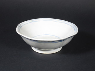 An Oriental blue and white porcelain bowl with floral decoration 8"