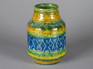 A Majolica style Art Pottery vase 8"
