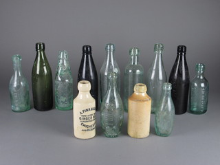 13 various Victorian ginger beer bottles, all Sussex Companies