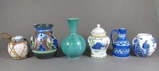 A Rhodian Dutch Pottery jug 7", f, and a collection of decorative ceramics