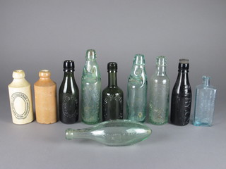 A J E Coucham ginger beer bottle marked Hurstpierpoint, a Lee Robins & Sons bottle Brighton and 8 other Sussex bottles