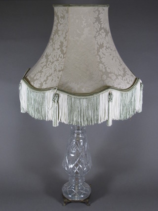 A cut glass table lamp 14"