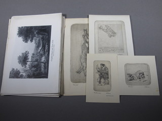 H Palmer, 4 various etchings together with various black and  white photographs of Old Croydon