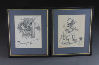 McBride and Clark, limited edition monochrome etchings "Jazz  Scenes" 11" x 8 1/2"