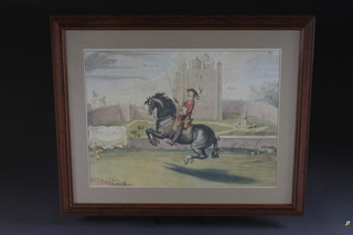 A French coloured print "Horseman" 16" x 23"