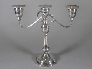 A silver plated 3 light candelabrum 21"