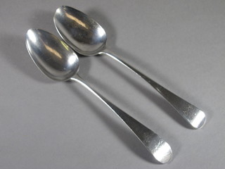 2 Georgian silver Old English pattern table spoons, London 1797  and 1806, 3 1/2 ozs
