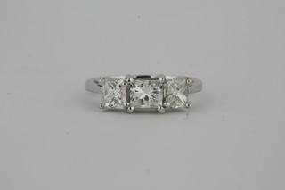 A lady's 18ct gold engagement/dress ring set 3 diamonds approx 1.75ct
