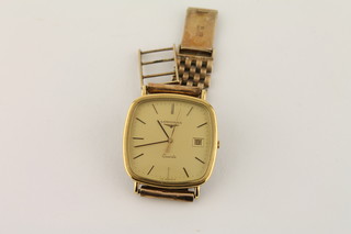 A gentleman's Longines wristwatch with 9ct gold integral  bracelet