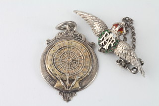 A silver and enamelled Royal Air Force Sweetheart's brooch together with a silver darts medallion