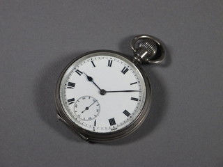 A late 19th Century silver keyless pocket watch with Roman and Arabic dial set second subsidiary dial