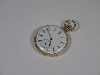 Klaftenberger, Regent Street London, a fine yellow gold pocket watch with Roman enamelled dial with Arabic outer minute track  and second subsidiary dial, the inner case inscribed no.7927   ILLUSTRATED
