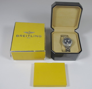 A Breitling Colt chronometer wristwatch having blue and silver Arabic dial set with batons within a unidirectionall time lapse  bezel, case no, together with original box and paperwork   ILLUSTRATED