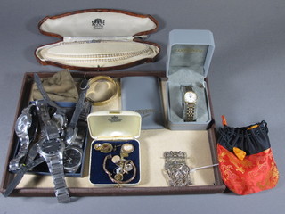 A Longines Presence lady's cocktail watch, boxed together with sundry costume jewellery, wristwatches etc