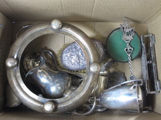 A late 19th Century Dutch silver beaker, together with a Dutch silver presentation spoon with tall ship terminal and sundry silver  and plated wares