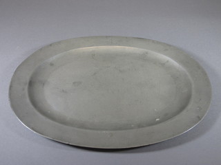 A George IV oval pewter platter with Royal Cypher, 16"
