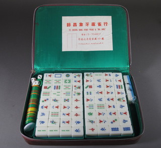 A plastic Mahjong set