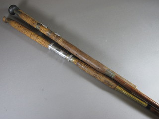 An Allcock's bamboo 3 section fishing rod, a bamboo 3 section fishing rod, a boat rod and a split cane rod - f,