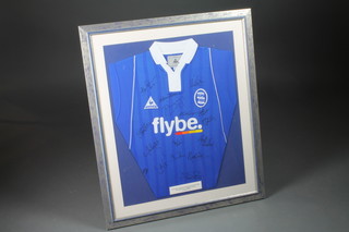 A Birmingham City football shirt, presented to the principal  match day sponsors Standby, Birmingham City V Tottenham  Hotspurs August 16 2005, signed by numerous players, framed