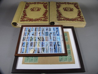 2 albums of various world stamps and 2 framed envelopes