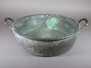 A 19th Century copper twin handled preserving pan 17"diam.