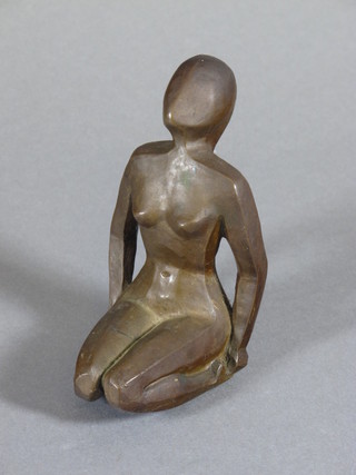A bronze figure of a kneeling naked lady 4"