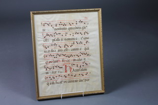 A 17th/18th Century Spanish musical score with script 19"h x  15"