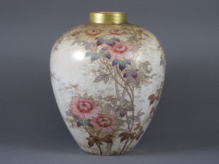 A Doulton Burslem blush ivory ground vase decorated roses,  base marked Doulton Burslem, 11"