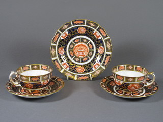 2 Royal Crown Derby cups and saucers - 1 chipped together with  a matching plate 6"