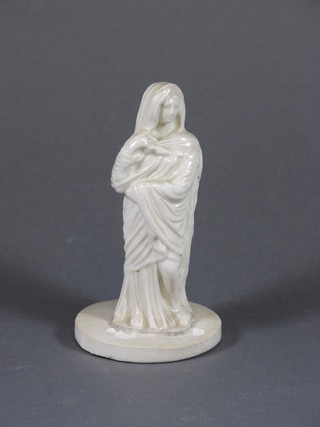 An early Creamware figure of a standing robed classical lady 4.5"