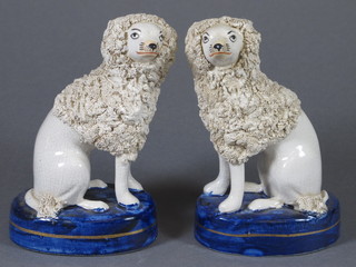 A pair of Staffordshire figures of seated poodles 5"