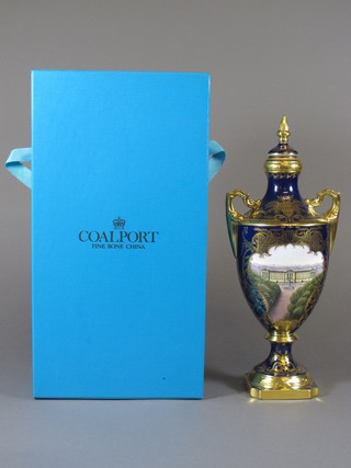 A Coalport limited edition twin handled vase and cover to commemorate the birth of HRH Prince William 1982 12.5",  cased