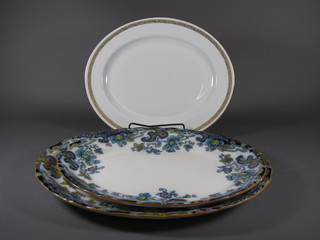 A Royal Worcester Golden Anniversary oval meat plate 15", 2  Tokio graduated meat plates 18" and 16"