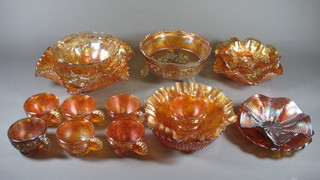 A collection of various Carnival glass