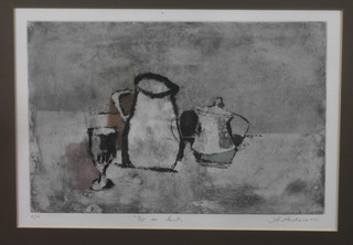 Andrea Antonini, etching "Pot au Lait", still life, signed in pencil 10.5"h x 15.25"w