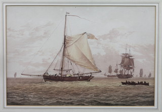 A late 19th Century British School watercolour on paper, Naval  Ships at Sea, unsigned, 9.5"h x 14"w